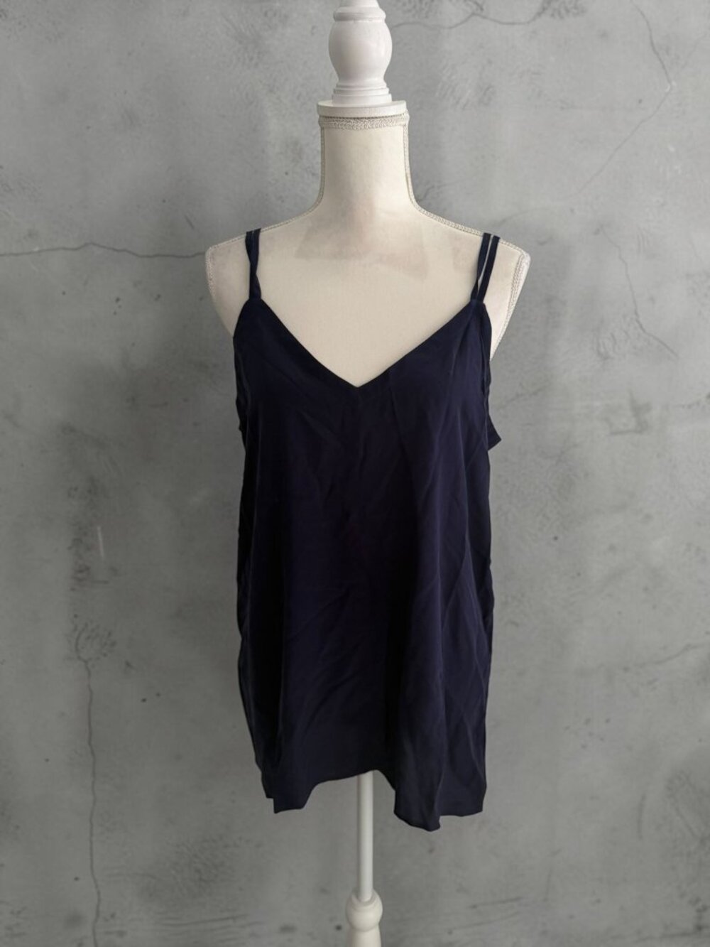 Sleeveless Navy Double-Strap V-Neck Cami